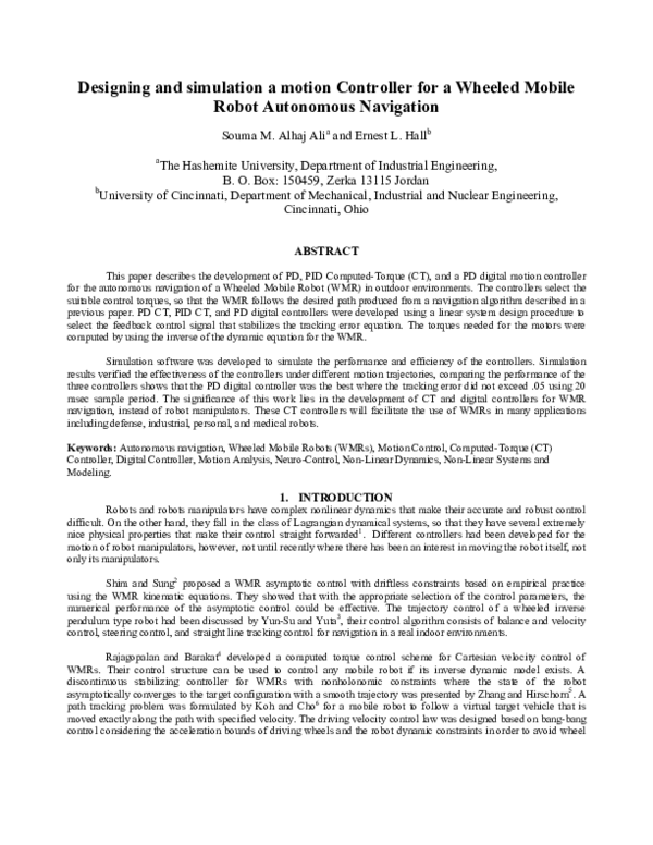 (PDF) Designing and simulation a motion controller for a Wheeled Mobile ...