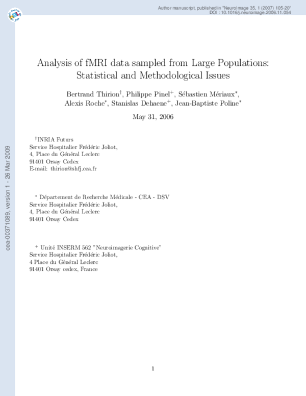 (PDF) Analysis of fMRI data sampled from Large Populations: Statistical ...