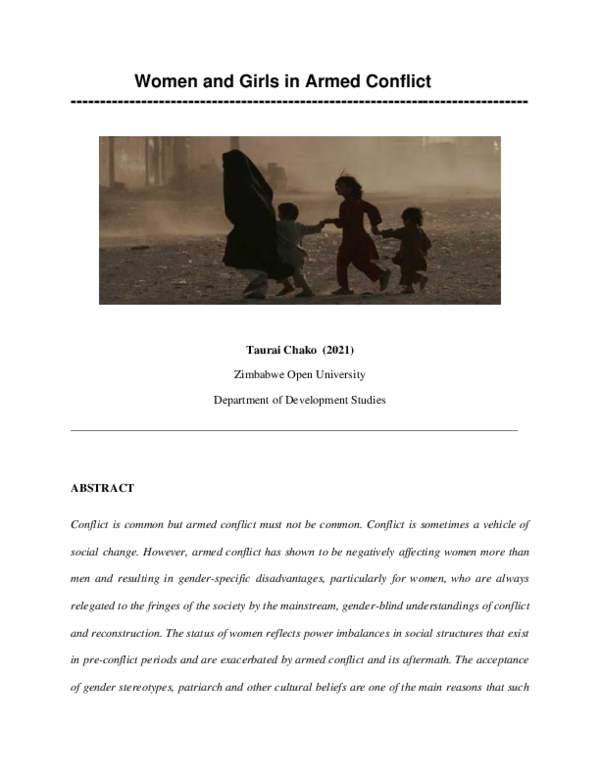 (PDF) Women and Girls in Armed Conflict: Feminist Perspectives