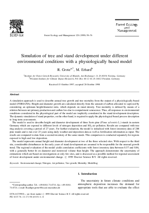 (PDF) Simulation of tree and stand development under different ...