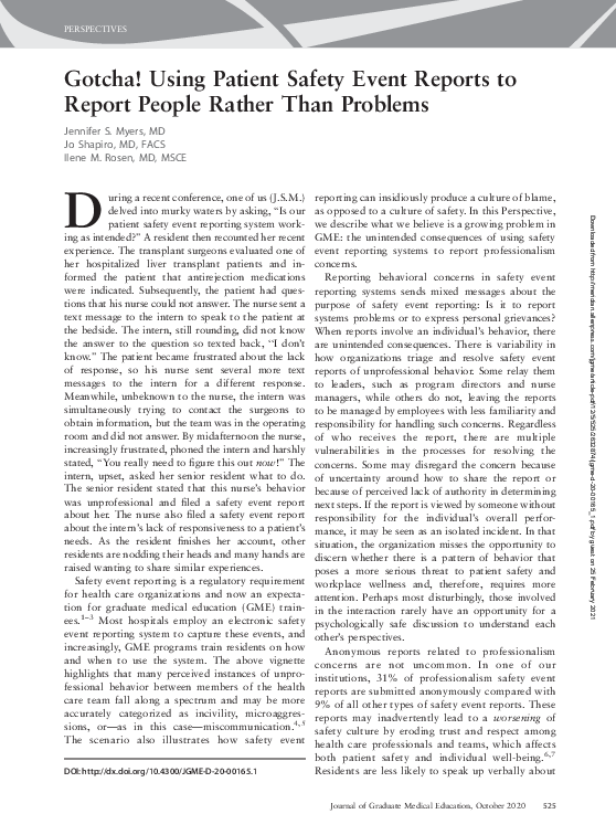 (PDF) Gotcha! Using Patient Safety Event Reports to Report People ...