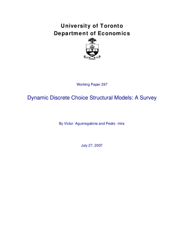 (PDF) Dynamic discrete choice structural models: A survey
