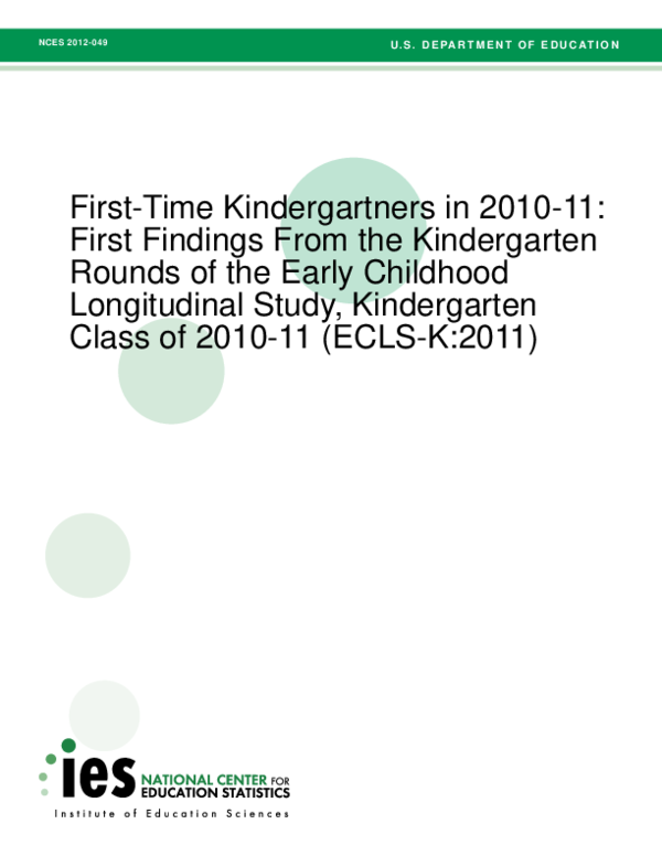 (PDF) First-Time Kindergartners in 2010-11: First Findings from the ...