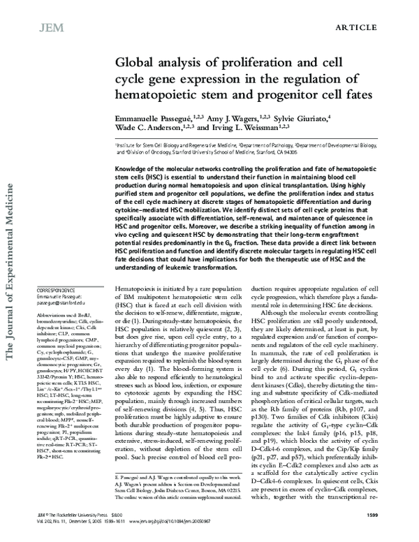 (PDF) Global analysis of proliferation and cell cycle gene expression ...