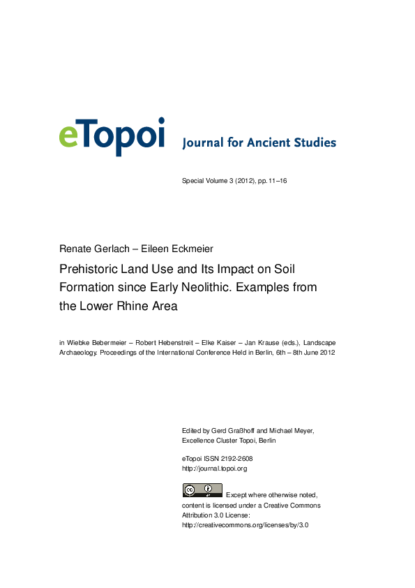 (PDF) Prehistoric Land Use and Its Impact on Soil Formation since Early ...