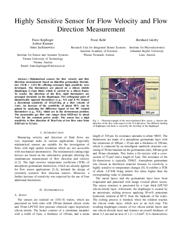 (PDF) Highly Sensitive Sensor for Flow Velocity and Flow Direction ...