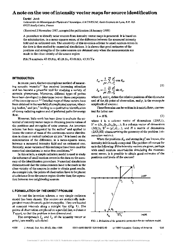 (PDF) A note on the use of intensity vector maps for source identification