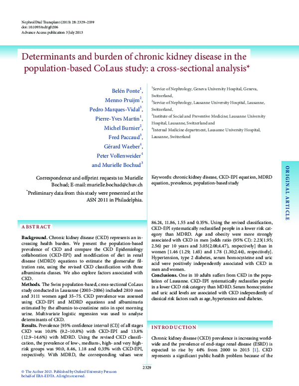 (PDF) Determinants and burden of chronic kidney disease in the ...