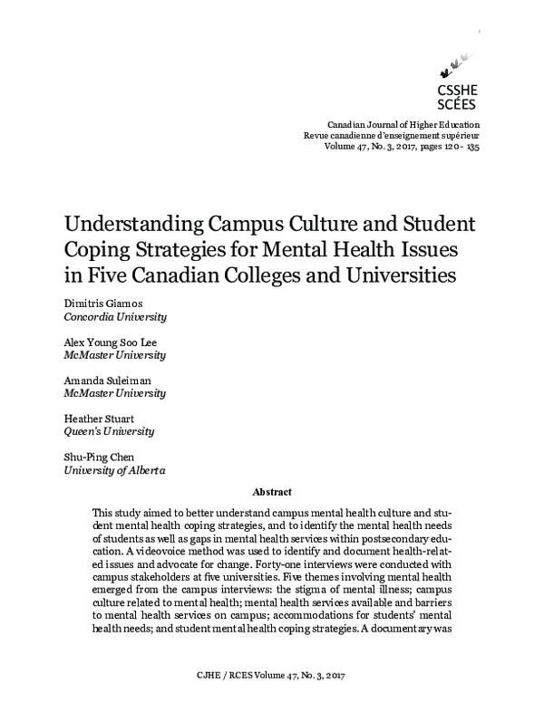 (PDF) Understanding Campus Culture and Student Coping Strategies for