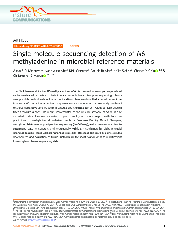 (PDF) Single-molecule sequencing detection of N6-methyladenine in ...