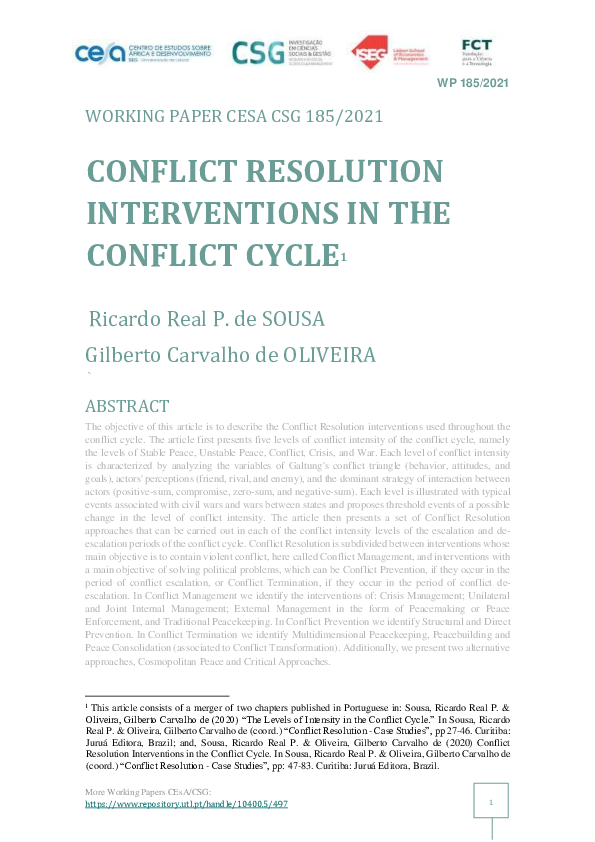 (PDF) Conflict Resolution Interventions in the Conflict Cycle