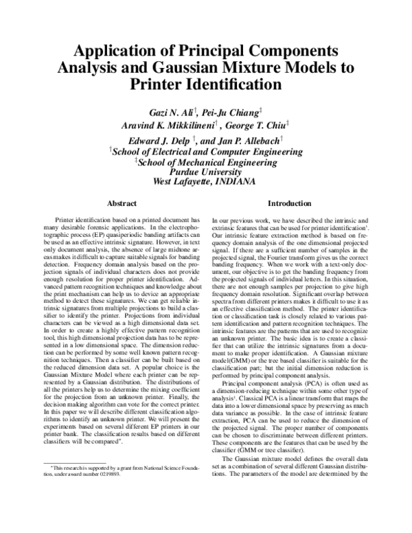 (PDF) Application of Principal Components Analysis and Gaussian Mixture ...