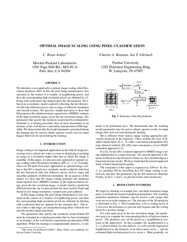 (PDF) Optimal image scaling using pixel classification