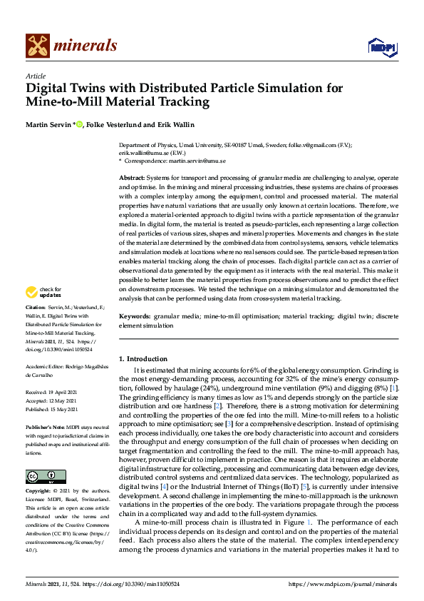 (PDF) Digital Twins with Distributed Particle Simulation for Mine-to ...