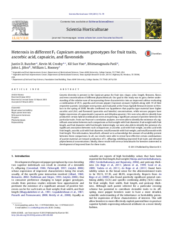 (PDF) Heterosis in different F1 Capsicum annuum genotypes for fruit ...