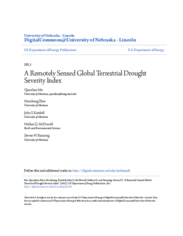 (PDF) A Remotely Sensed Global Terrestrial Drought Severity Index