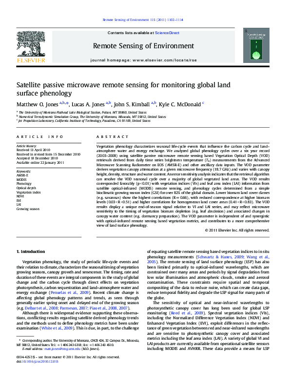 (PDF) Satellite passive microwave remote sensing for monitoring global ...