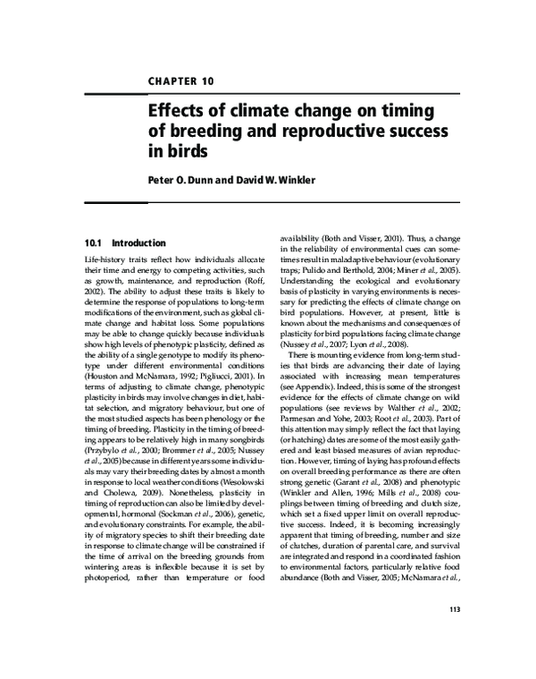 (PDF) Effects of climate change on timing of breeding and reproductive ...