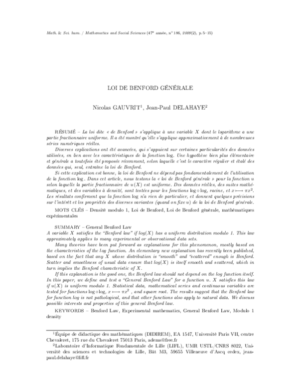 (PDF) Loi de Benford générale