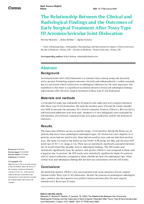 (PDF) The Relationship Between the Clinical and Radiological Findings ...