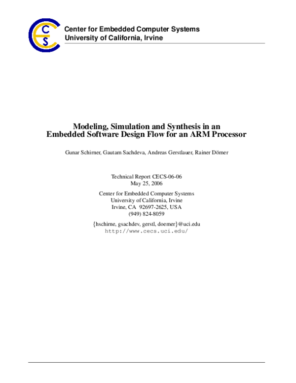 (PDF) Modeling, simulation and synthesis in an embedded software design ...