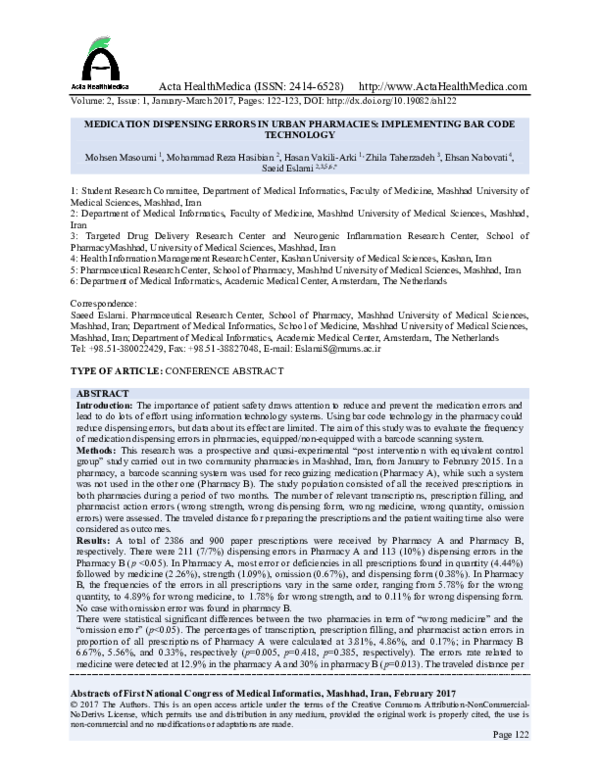 (PDF) Medication Dispensing Errors in Urban Pharmacies Implementing