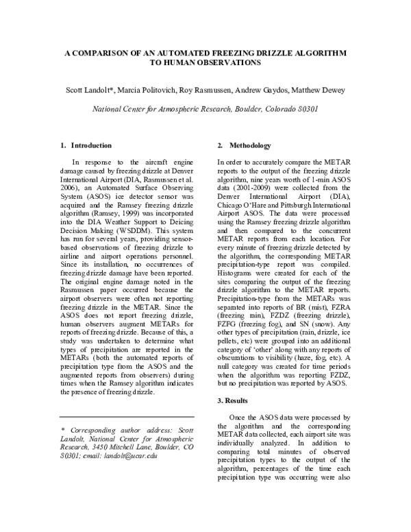 (PDF) A Comparison of an Automated Freezing Drizzle Algorithm to Human ...