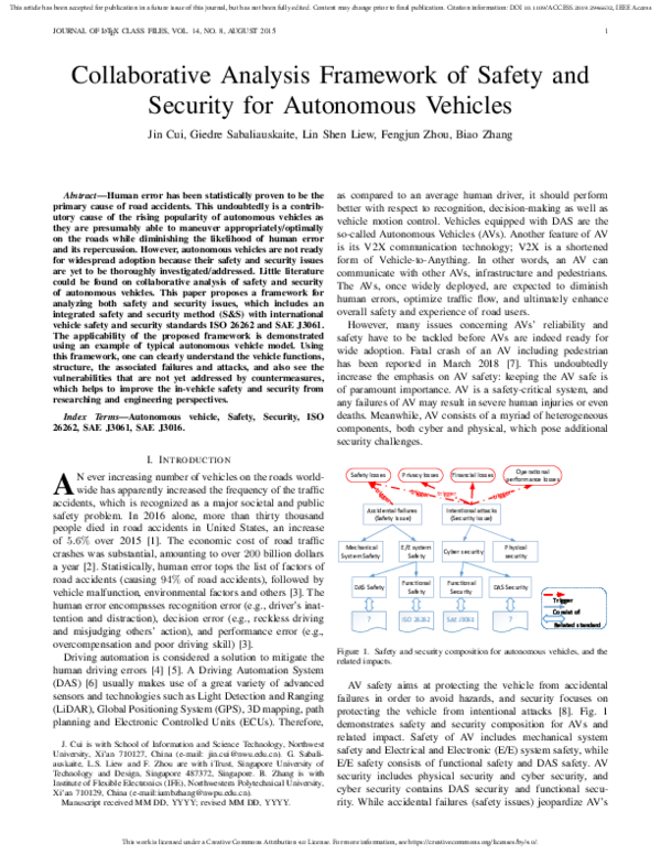 (PDF) Collaborative Analysis Framework of Safety and Security for ...