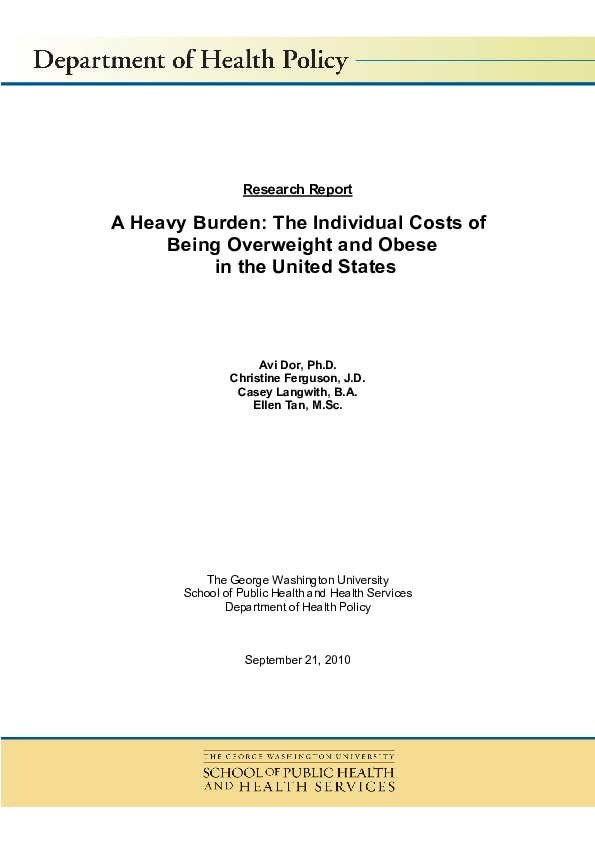 (PDF) A Heavy Burden the Individual Costs of Being Overweight and Obese ...