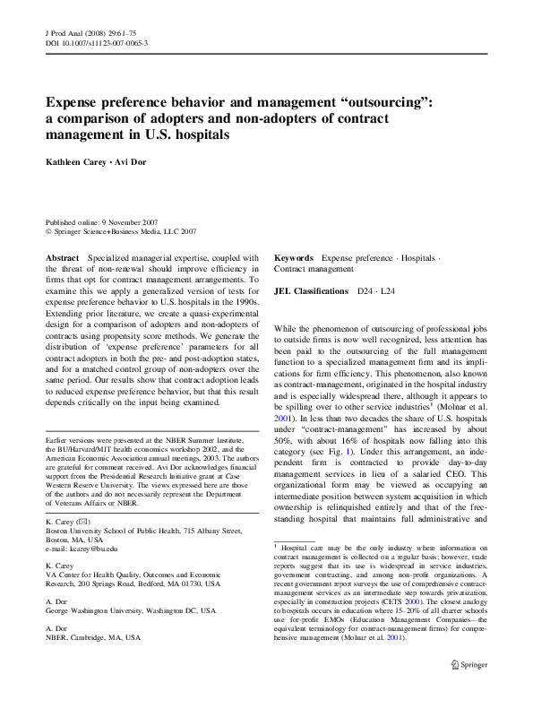 (PDF) Expense preference behavior and management “outsourcing” a