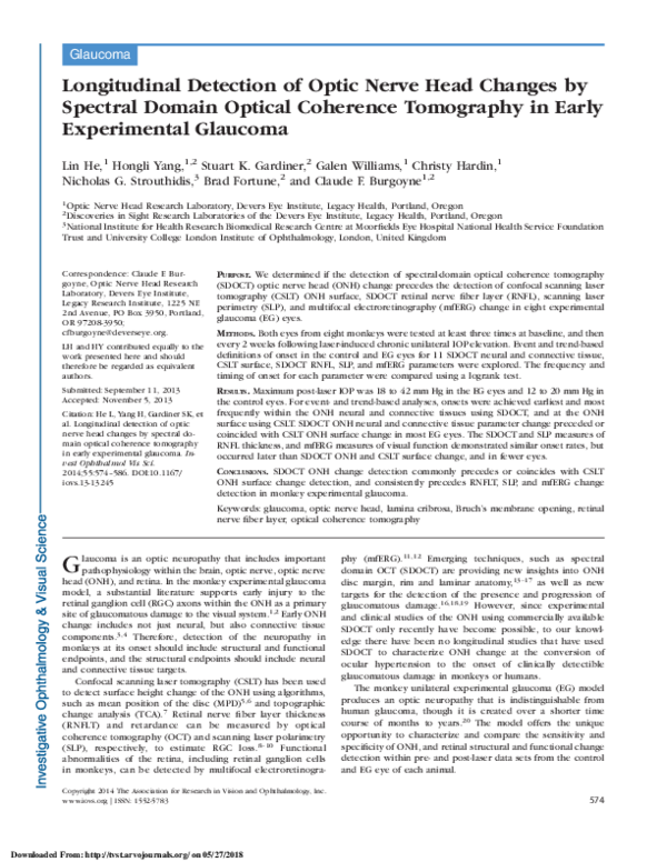 (PDF) Longitudinal Detection of Optic Nerve Head Changes by Spectral ...
