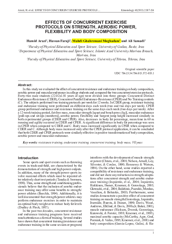 (PDF) Effects of Concurrent Exercise Protocols on Strength, Aerobic ...