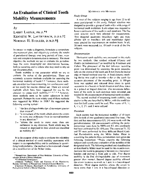 (PDF) An Evaluation of Clinical Tooth Mobility Measurements