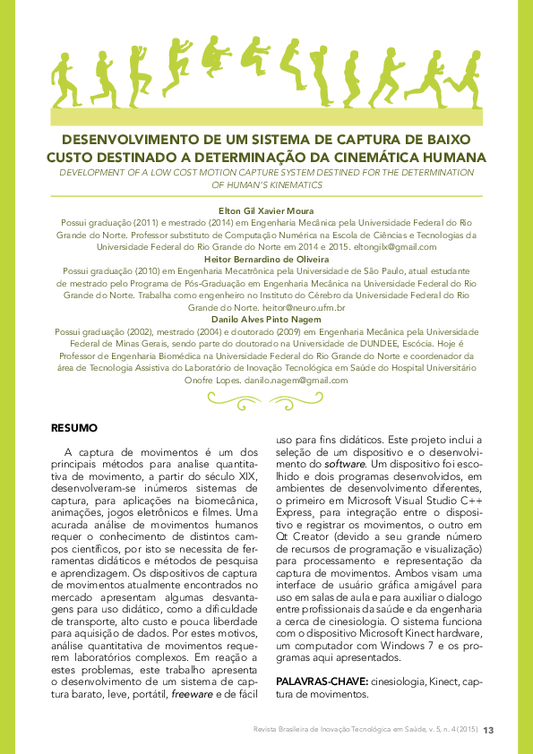 (PDF) Development of a low cost motion capture system destined for the ...