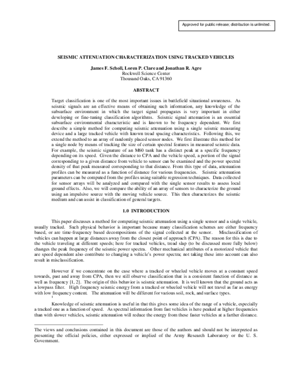 (PDF) Seismic Attenuation Characterization Using Tracked Vehicles