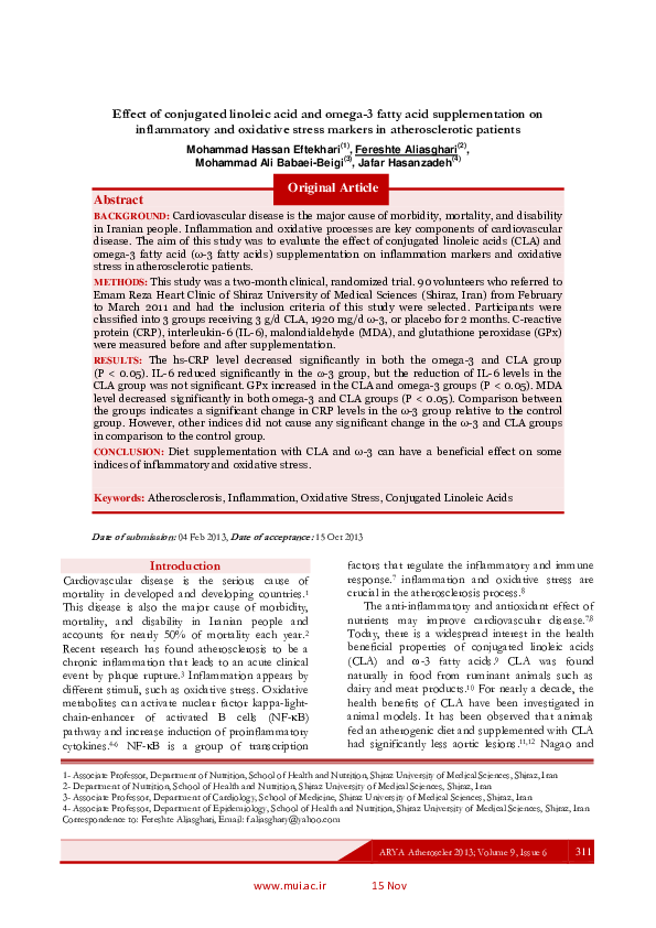 (PDF) Effect of conjugated linoleic acid and omega-3 fatty acid ...