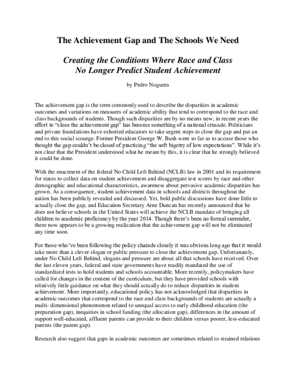 (PDF) Chapter 18. The Achievement Gap and the Schools We Need: Creating ...