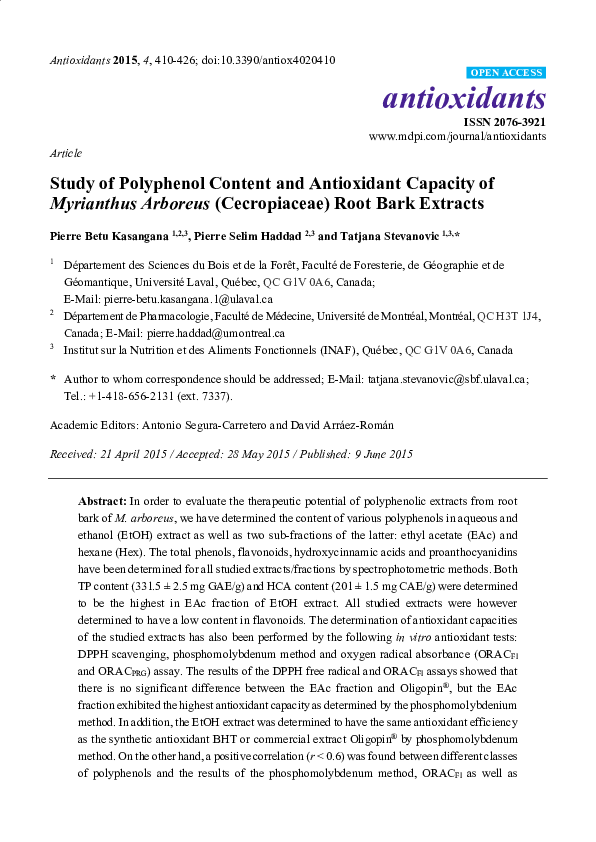 (PDF) Study of Polyphenol Content and Antioxidant Capacity of ...