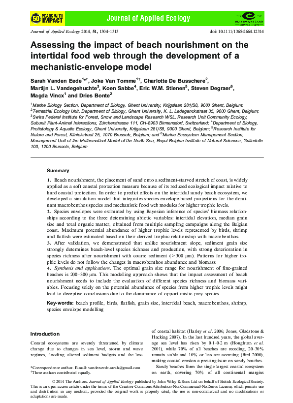(PDF) Assessing the impact of beach nourishment on the intertidal food ...