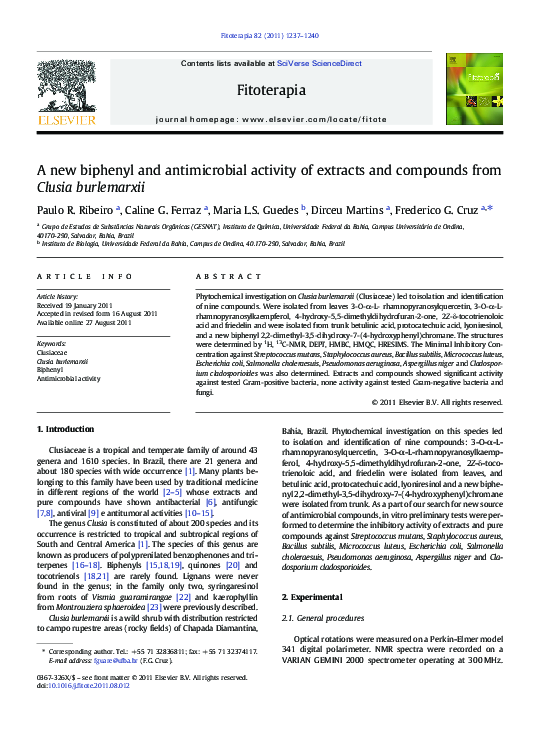 (PDF) A new biphenyl and antimicrobial activity of extracts and ...