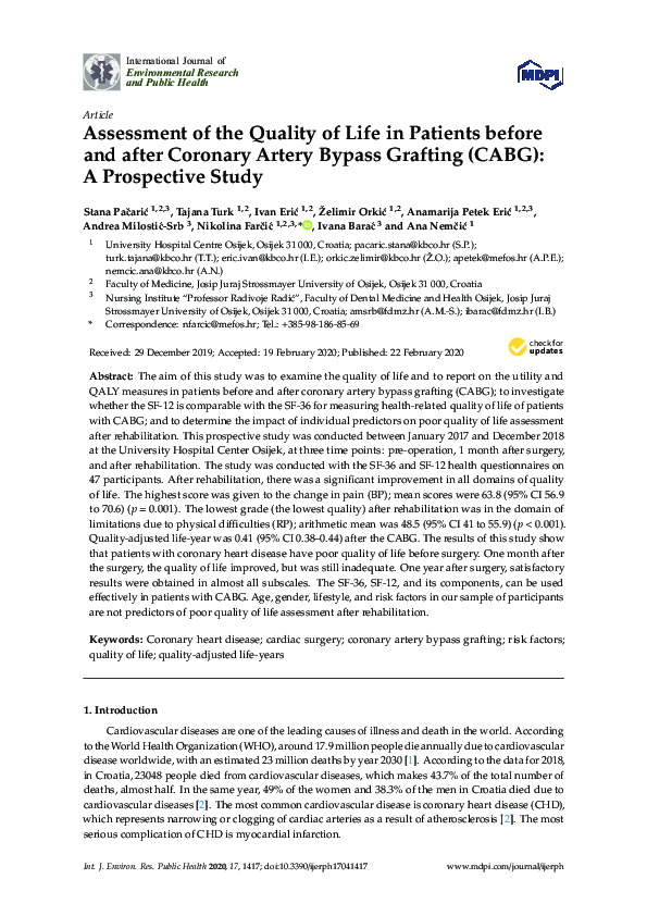 (PDF) Assessment of the Quality of Life in Patients before and after ...