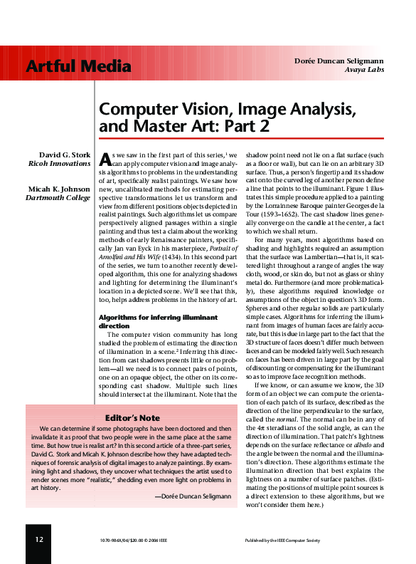(PDF) Computer vision, image analysis, and Master Art: Part 3