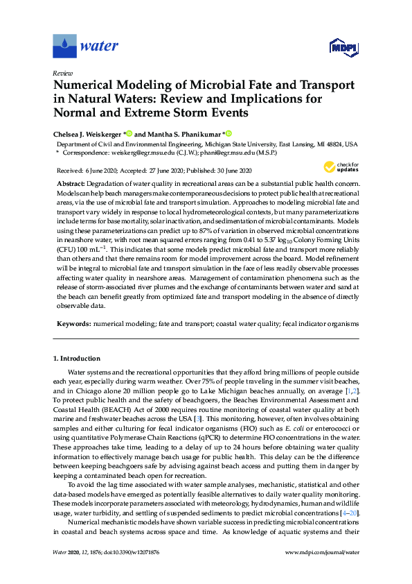 (PDF) Numerical Modeling of Microbial Fate and Transport in Natural ...