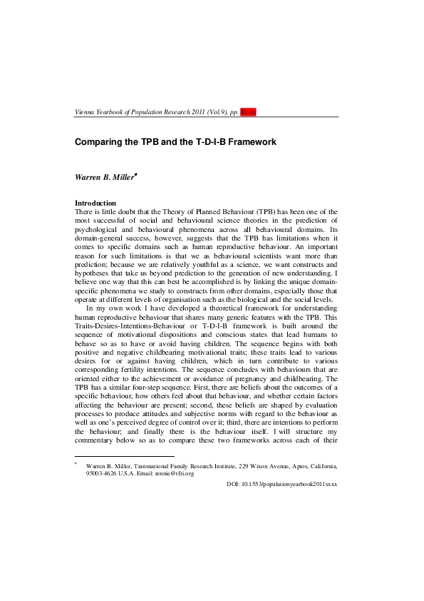 (PDF) Comparing the TPB and the T-D-I-B framework