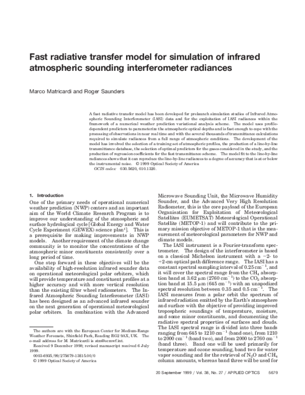 (PDF) Fast Radiative Transfer Model for Simulation of Infrared ...