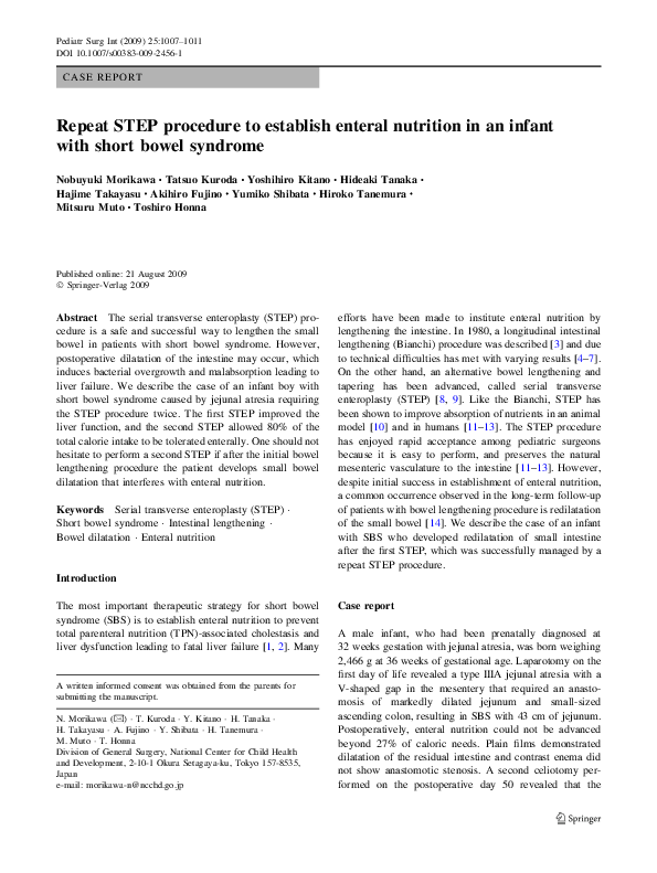 (PDF) Repeat STEP procedure to establish enteral nutrition in an infant ...
