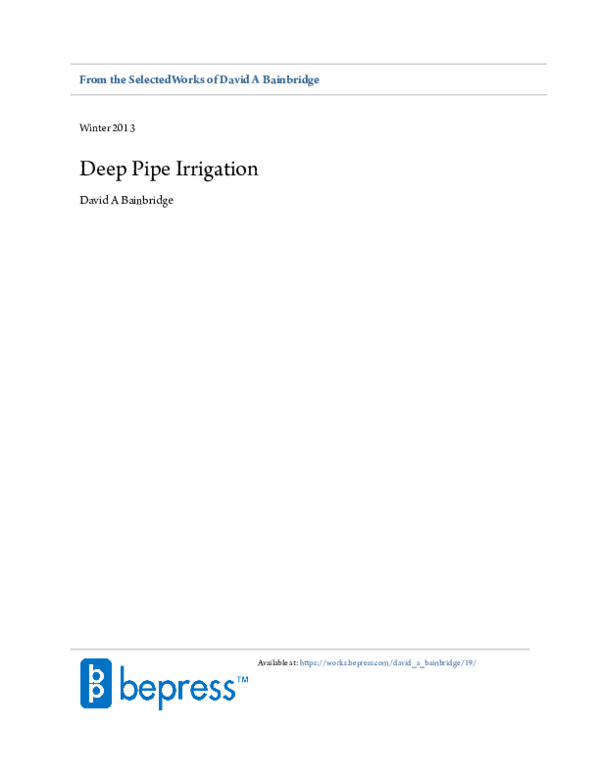 (PDF) Deep Pipe Irrigation David A. Bainbridge Academia.edu