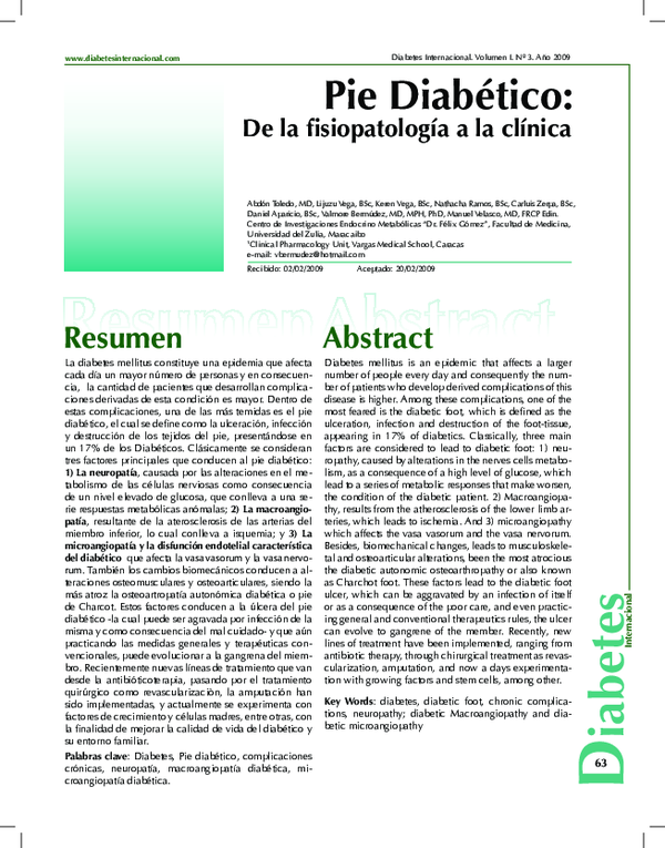 (PDF) Pie Diabético de la Fisiopatología a la clínica Abdón Toledo