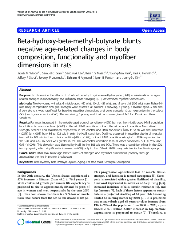 (PDF) {beta}-Hydroxy-{beta}-Methylbutyrate (HMB) Improves Body ...