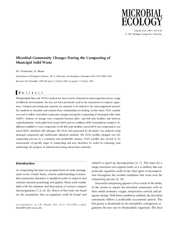 (PDF) Microbial Community Changes During the Composting of Municipal ...